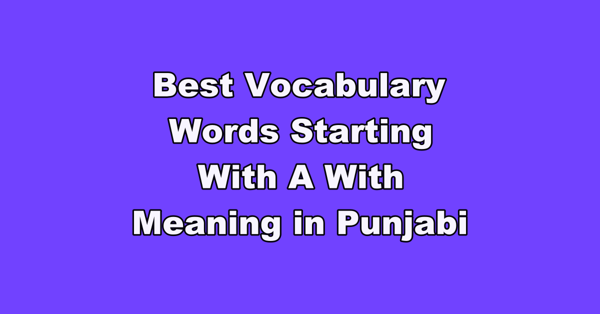 Best Vocabulary Words Starting With A With Meaning in Punjabi